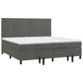cadre de lit et matelas Gris foncé 200x200cm Velours