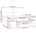 cadre de lit et matelas Gris foncé 200x200cm Velours