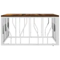 Table basse argenté acier inoxydable/bois massif récupération
