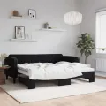 Lit de jour avec lit gigogne noir 90x200 cm velours