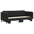Lit de jour avec lit gigogne noir 90x200 cm velours