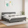cadre de lit avec matelas Gris foncé 180x200cm Tissu