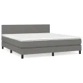 cadre de lit avec matelas Gris foncé 180x200cm Tissu