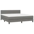cadre de lit avec matelas Gris foncé 180x200cm Tissu