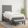 cadre de lit avec matelas Gris foncé 90x200 cm Tissu