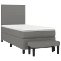 cadre de lit avec matelas Gris foncé 90x200 cm Tissu