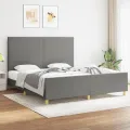 Cadre de lit avec tête de lit Gris foncé 180 x 200 cm Tissu