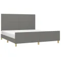 Cadre de lit avec tête de lit Gris foncé 180 x 200 cm Tissu