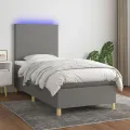cadre de lit avec matelas et LED Gris foncé 90x190cm