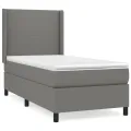 cadre de lit et matelas Gris foncé 90x190 cm Tissu