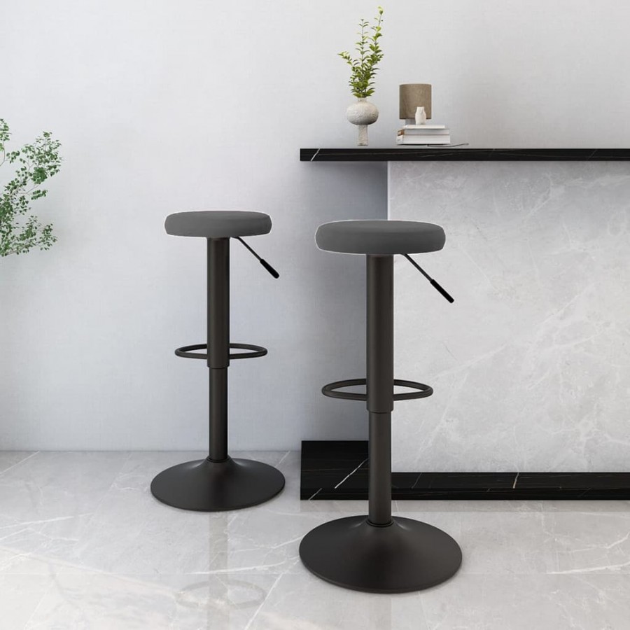 Tabourets de bar lot de 2 gris foncé velours