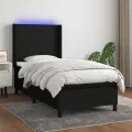 cadre de lit matelas et LED Noir 90x200 cm Tissu