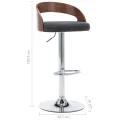 Tabourets de bar lot de 2 gris foncé tissu et bois courbé