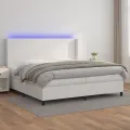 cadre de lit matelas LED Blanc 200x200 cm Similicuir