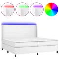 cadre de lit matelas LED Blanc 200x200 cm Similicuir