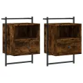 Table de chevet murale 2 pcs chêne fumé 40x30x61 cm