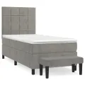 cadre de lit et matelas Gris clair 90x200 cm Velours