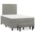cadre de lit et matelas Gris clair 120x200cm Velours