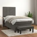 cadre de lit et matelas Gris foncé 90x190 cm Velours