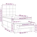 cadre de lit et matelas Gris foncé 90x190 cm Velours