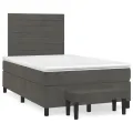 cadre de lit et matelas Gris foncé 120x200cm Velours