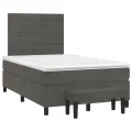 cadre de lit et matelas Gris foncé 120x200cm Velours