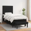 cadre de lit avec matelas Noir 100x200 cm Tissu