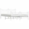 Cadre de lit métal avec tête de lit/pied de lit blanc 183x213cm