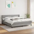 cadre de lit avec matelas Gris clair 160x200cm Tissu