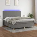 cadre de lit et matelas et LED Gris foncé 160x200 cm
