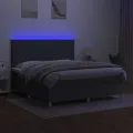 cadre de lit et matelas et LED Gris foncé 160x200 cm