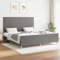 Cadre de lit avec tête de lit Gris foncé 160 x 200 cm Tissu