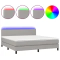 cadre de lit matelas LED Gris clair 160x200 cm Tissu