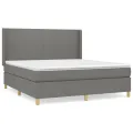 cadre de lit avec matelas Gris foncé 160x200cm Tissu