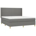 cadre de lit avec matelas Gris foncé 160x200cm Tissu