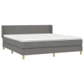 cadre de lit avec matelas Gris foncé 160x200cm Tissu
