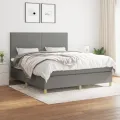 cadre de lit avec matelas Gris foncé 160x200cm Tissu