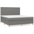 cadre de lit avec matelas Gris foncé 160x200cm Tissu