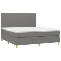 cadre de lit avec matelas Gris foncé 160x200cm Tissu