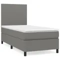 cadre de lit avec matelas Gris foncé 80x200 cm Tissu