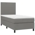 cadre de lit avec matelas Gris foncé 80x200 cm Tissu
