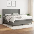 cadre de lit avec matelas Gris foncé 160x200cm Tissu
