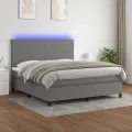 cadre de lit et matelas et LED Gris foncé 160x200 cm