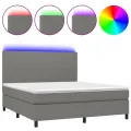 cadre de lit et matelas et LED Gris foncé 160x200 cm