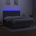 cadre de lit et matelas et LED Gris foncé 160x200 cm