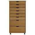 Armoire roulante avec tiroirs MOSS bois de pin marron miel