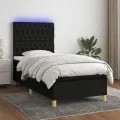 cadre de lit et matelas et LED Noir 80x200cm Tissu