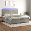 cadre de lit matelas et LED Gris clair 200x200 cm