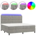 cadre de lit matelas et LED Gris clair 200x200 cm