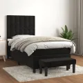 cadre de lit avec matelas Noir 100x200 cm Velours